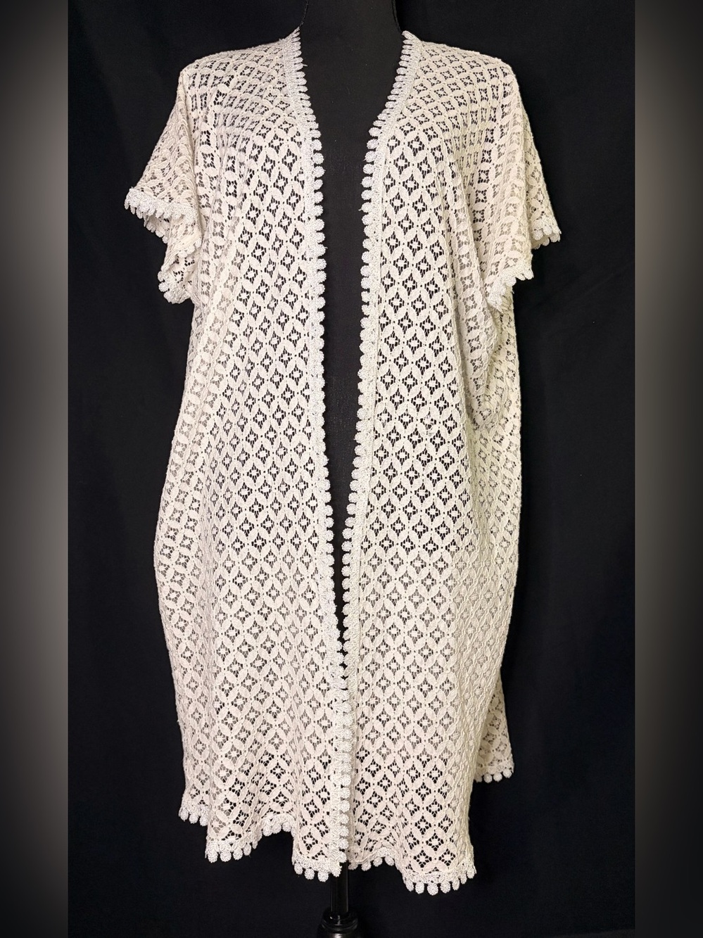 Arianna Howards Ivory Lace Kimono Cardigan Swim Coverup Bridal Boudoir O/S Boho